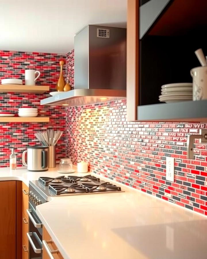 Red and Black Backsplash Mosaic - 25 red and black kitchen ideas