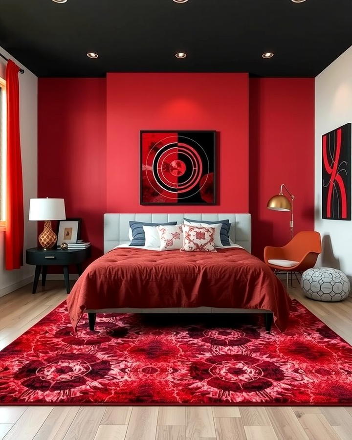 Red and Black Geometric Patterns - 25 Red and Black Bedroom Ideas