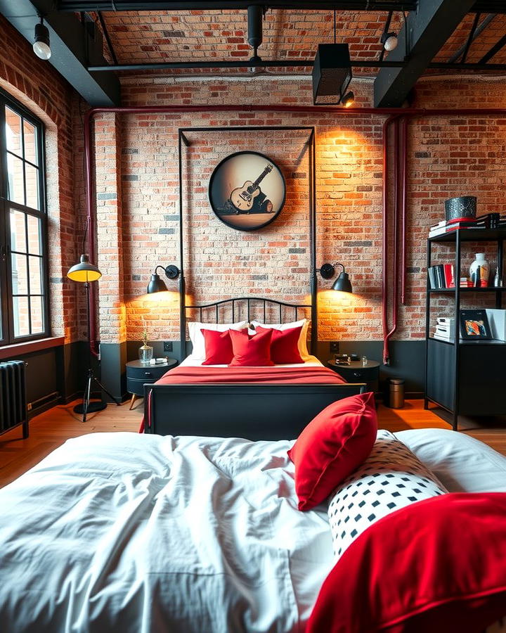 Red and Black Industrial Design - 25 Red and Black Bedroom Ideas