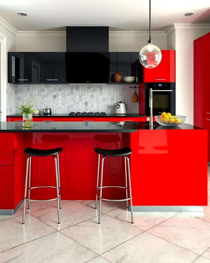 Red and Black Kitchen Island - 25 red and black kitchen ideas