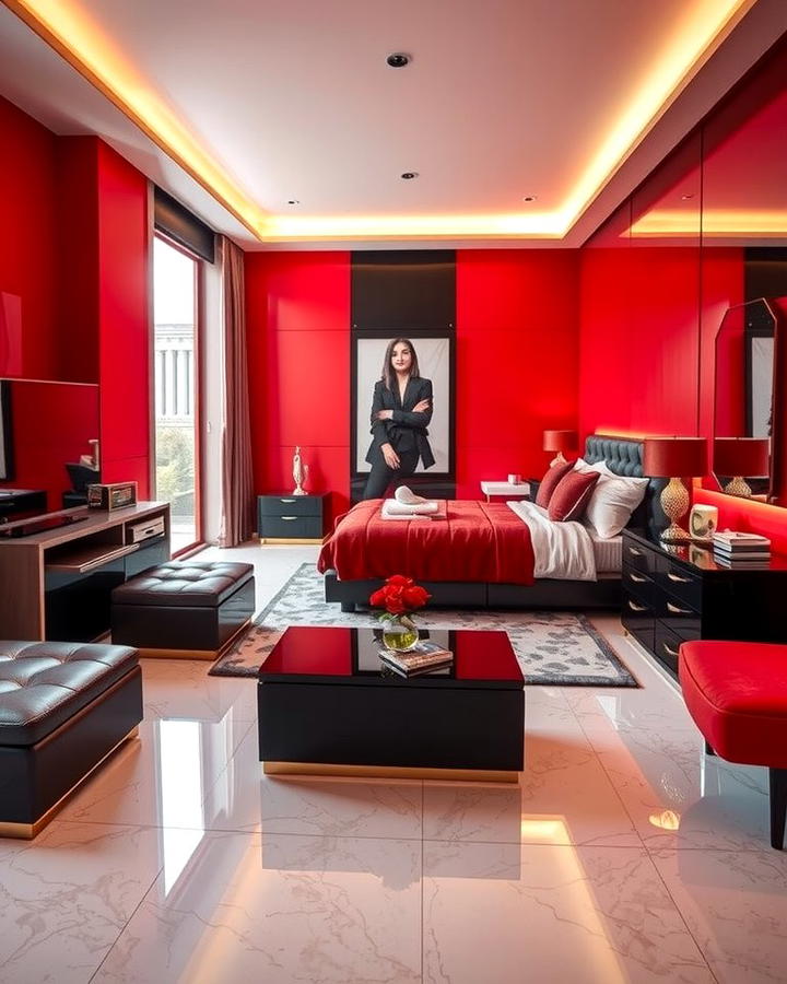 Red and Black Modern Chic - 25 Red Bedroom Ideas