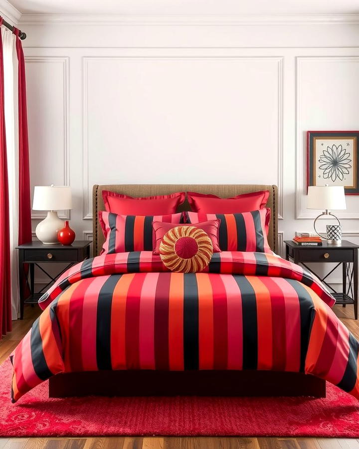 Red and Black Striped Bedding - 25 Red and Black Bedroom Ideas