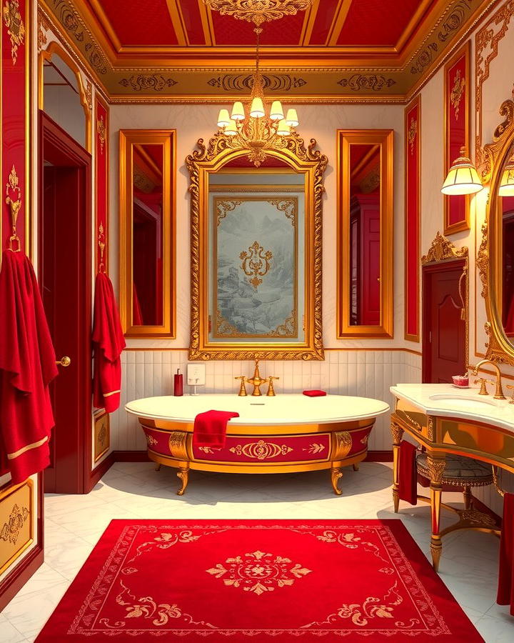 Red and Gold Accents 2 - 25 Red Bathroom Ideas