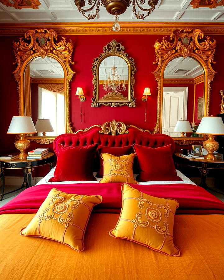 Red and Gold Luxury Theme - 25 Red Bedroom Ideas