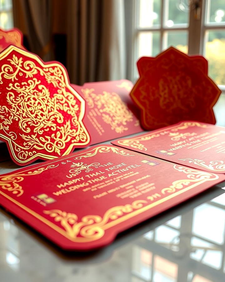 Red and Gold Wedding Invitations - 30 Red Wedding Theme Ideas