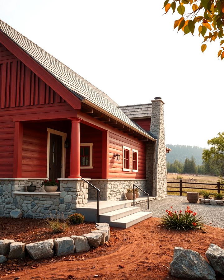 Red and Stone Combination - 25 red home exterior ideas