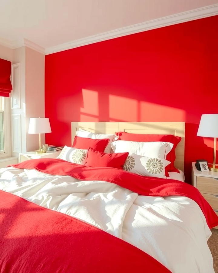 Red and White Bedding - 25 Red Bedroom Ideas