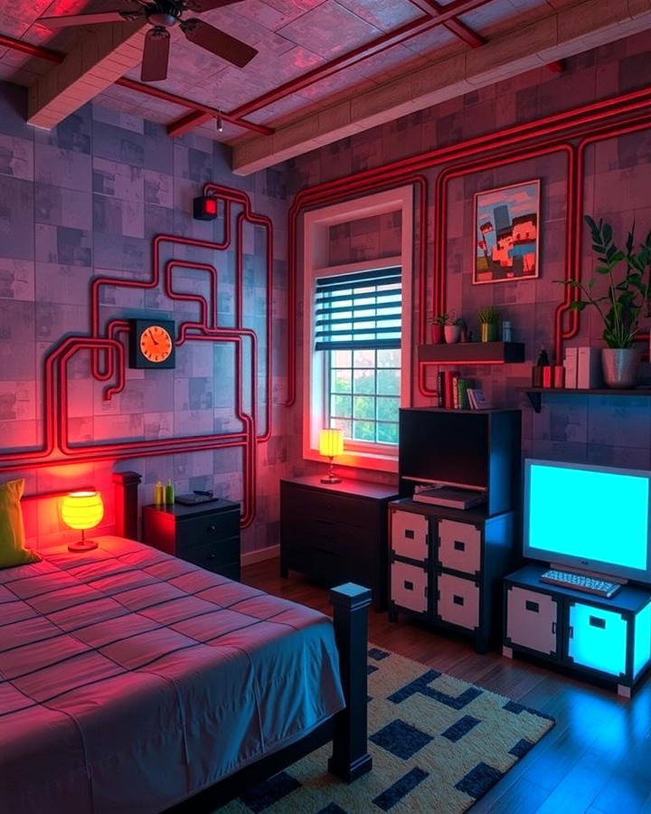 Redstone Circuit Decor 2 - 30 Minecraft Themed Bedroom Ideas