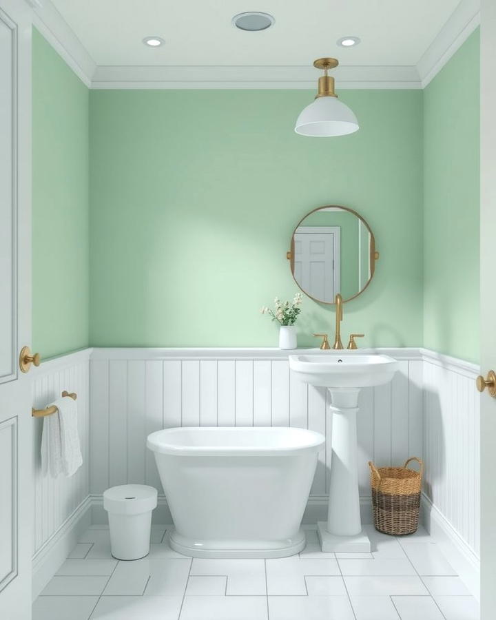 Refreshing Mint Green and White - 30 Two Tone Wall Paint Ideas