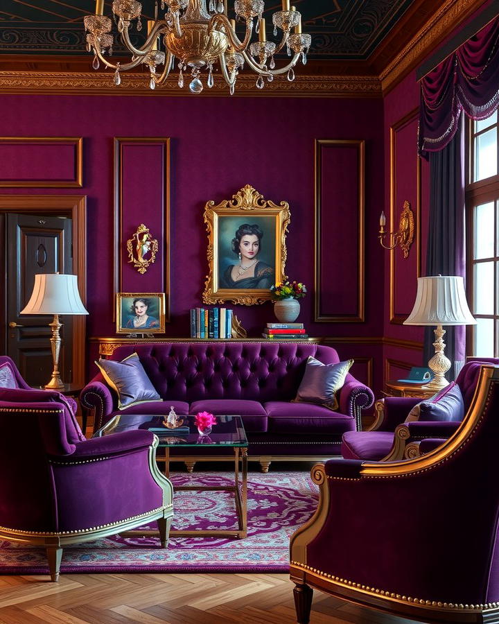 Regal Purple Velvet - 25 Purple Living Room Ideas