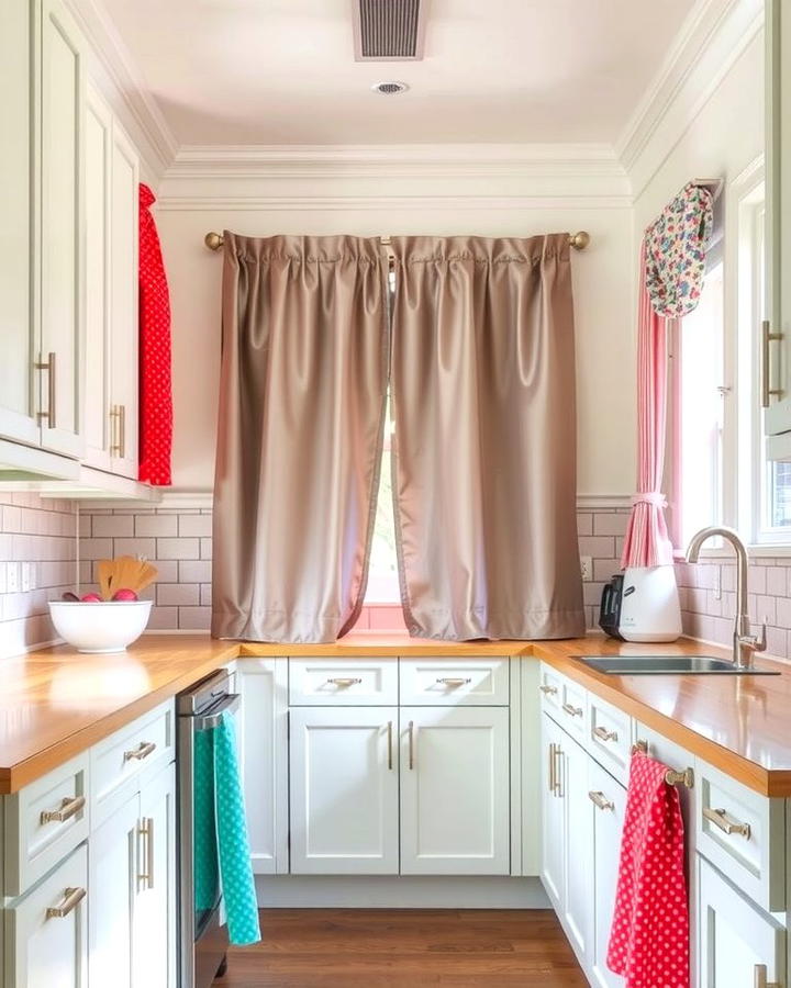 Replace Cabinet Doors with Curtains - 25 Small Galley Kitchen Ideas on a Budget