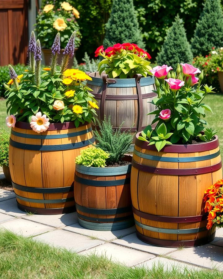 Repurposed Barrel Planters - 25 Vintage Garden Ideas