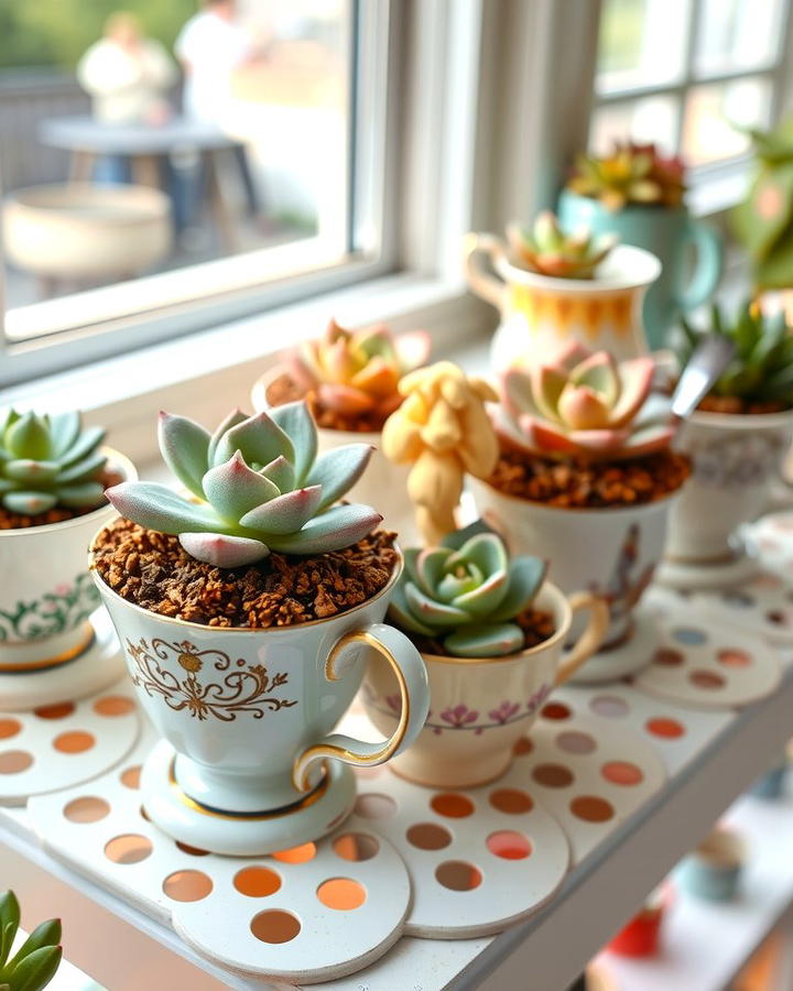 Repurposed Teacup Planters - 25 Vintage Garden Ideas