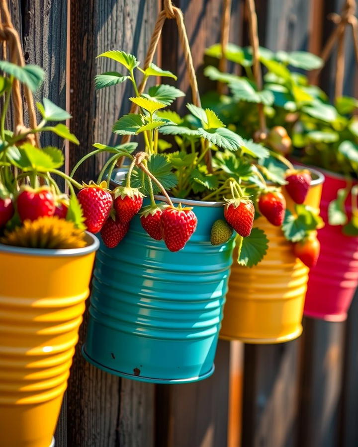 Repurposed Tin Cans - 25 Strawberry Planter Ideas