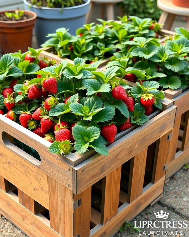 Repurposed Wooden Crates - 25 Strawberry Planter Ideas