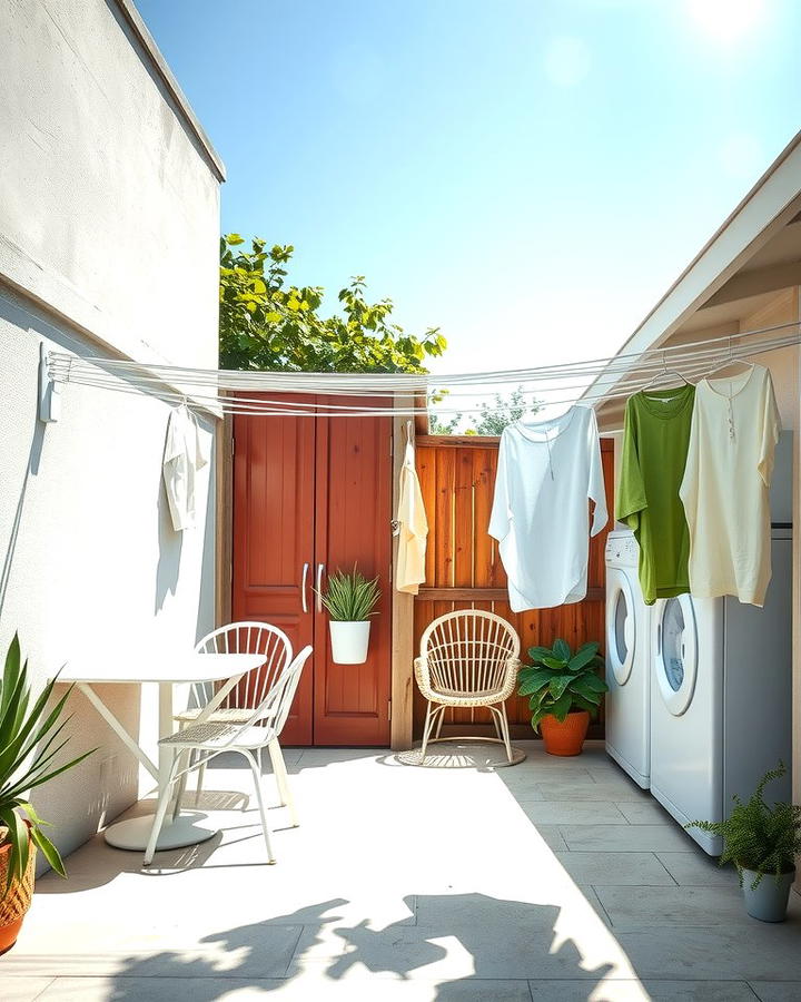 Retractable Clothesline - 25 Outdoor Laundry Area Design Ideas