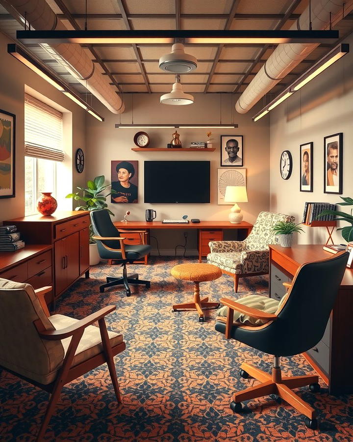 Retro Inspired Office - 30 Home Office Ideas for Him