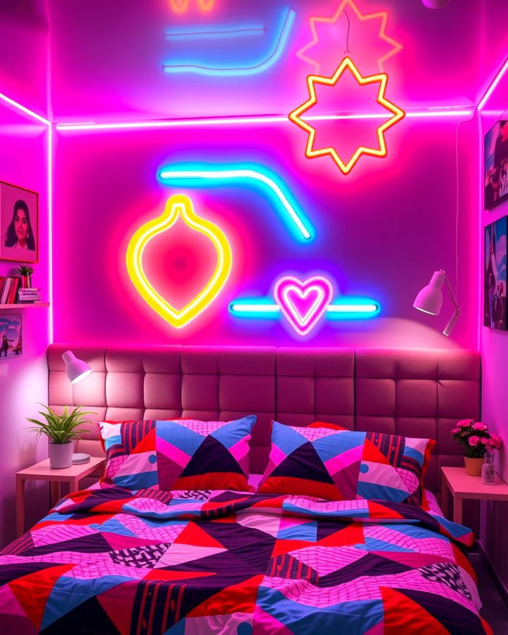 Retro Neon Lighting - 30 80s Bedroom Ideas