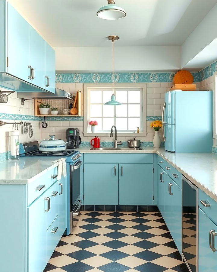 Retro Vibes with a Blue Twist - 30 kitchens with blue countertops