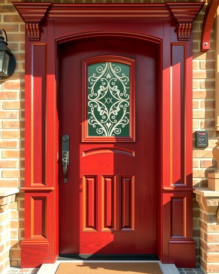 Rich Cherry Wood - 25 Stained Front Door Ideas