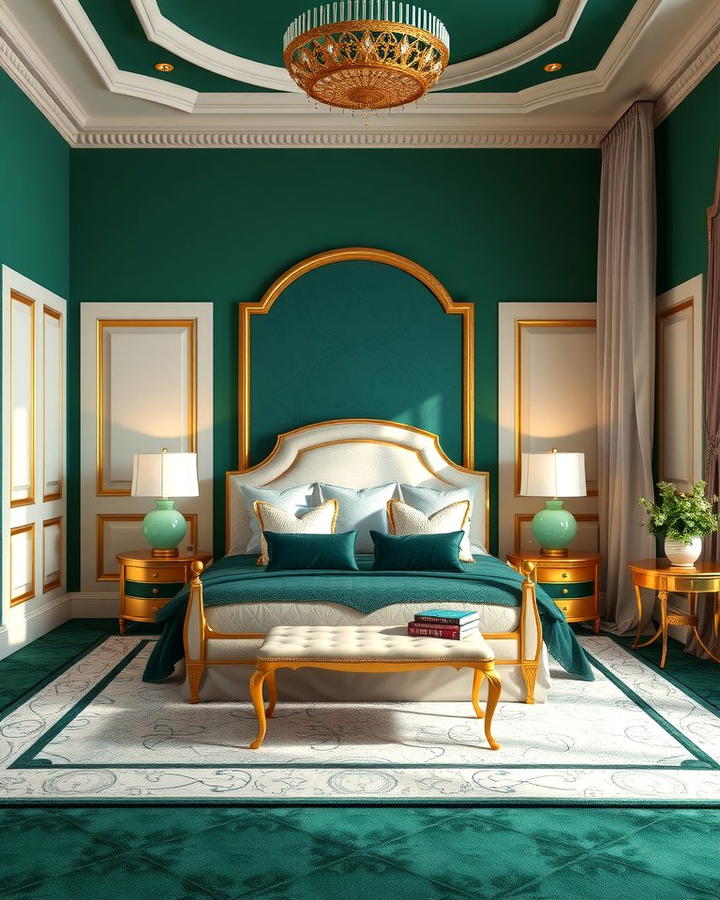 Rich Emerald and Soft Cream - 30 Two Tone Wall Paint Ideas