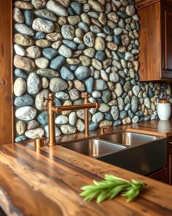 River Rock Backsplash - 25 Rustic Backsplash Ideas