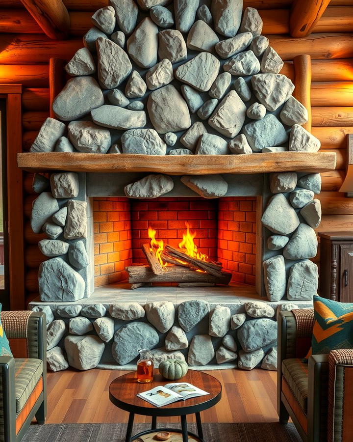 River Rock Design - 25 Rustic Fireplaces