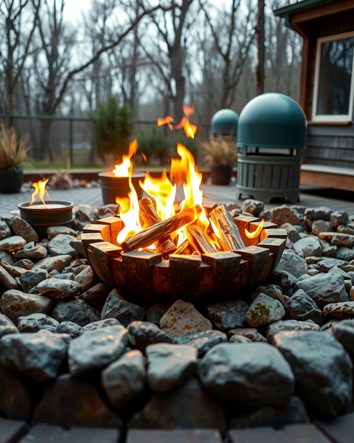 River Rock Fire Pit Border - 25 River Rock Edging Ideas