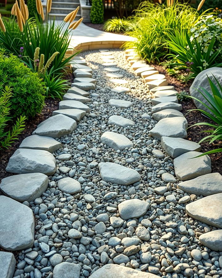 River Rock Pathway Borders - 25 River Rock Edging Ideas