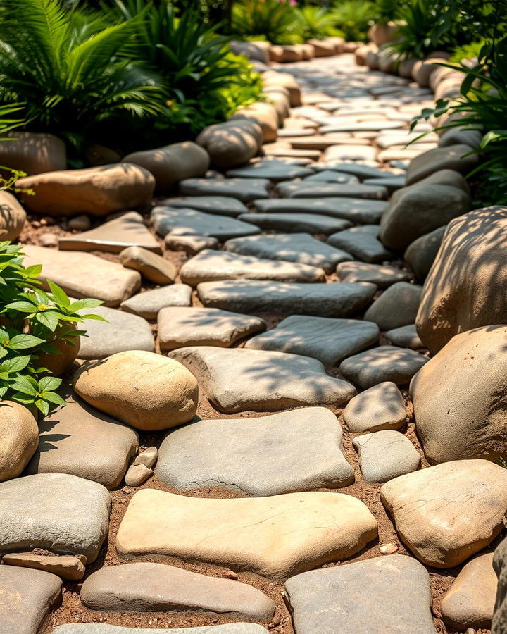 River Rock Pathway - 30 Stepping Stone Walkway Ideas