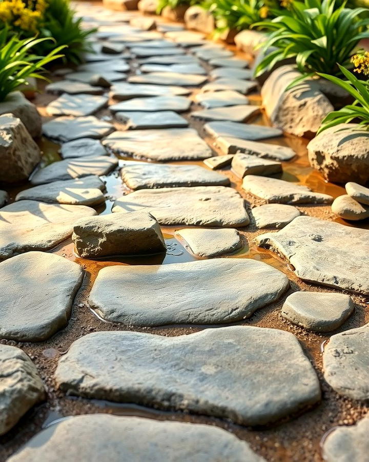 River Rock Stepping Stones - 30 Stepping Stone Walkway Ideas