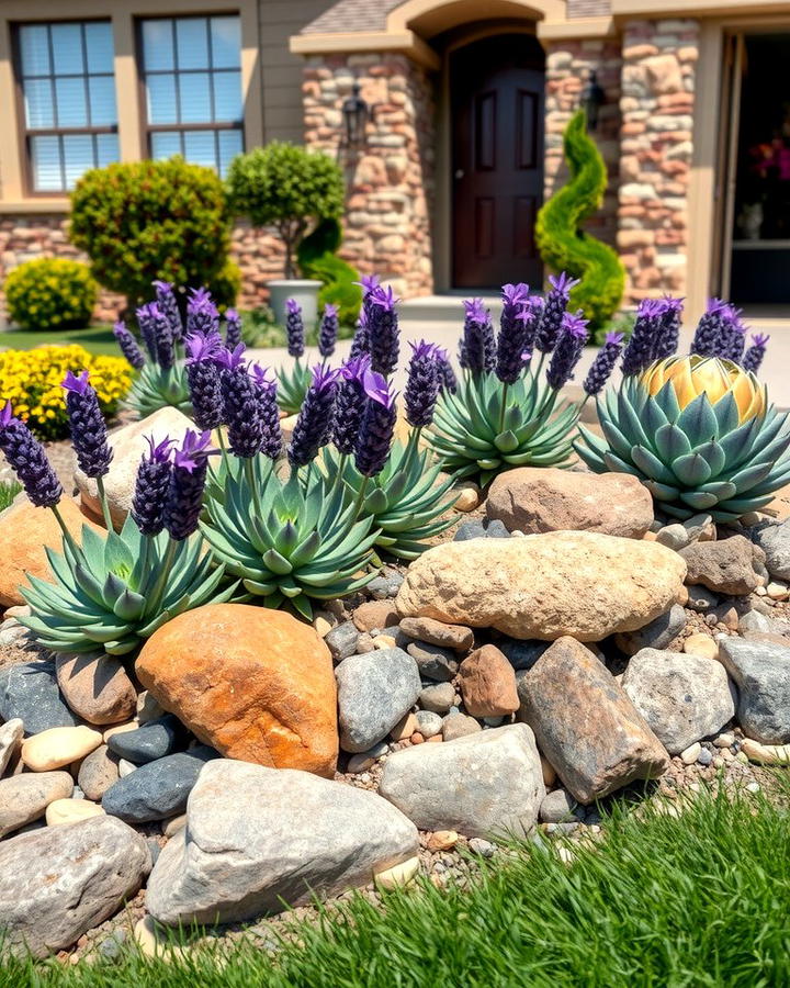 Rock Accented Flower Beds - 30 Front Yard Flower Bed Ideas