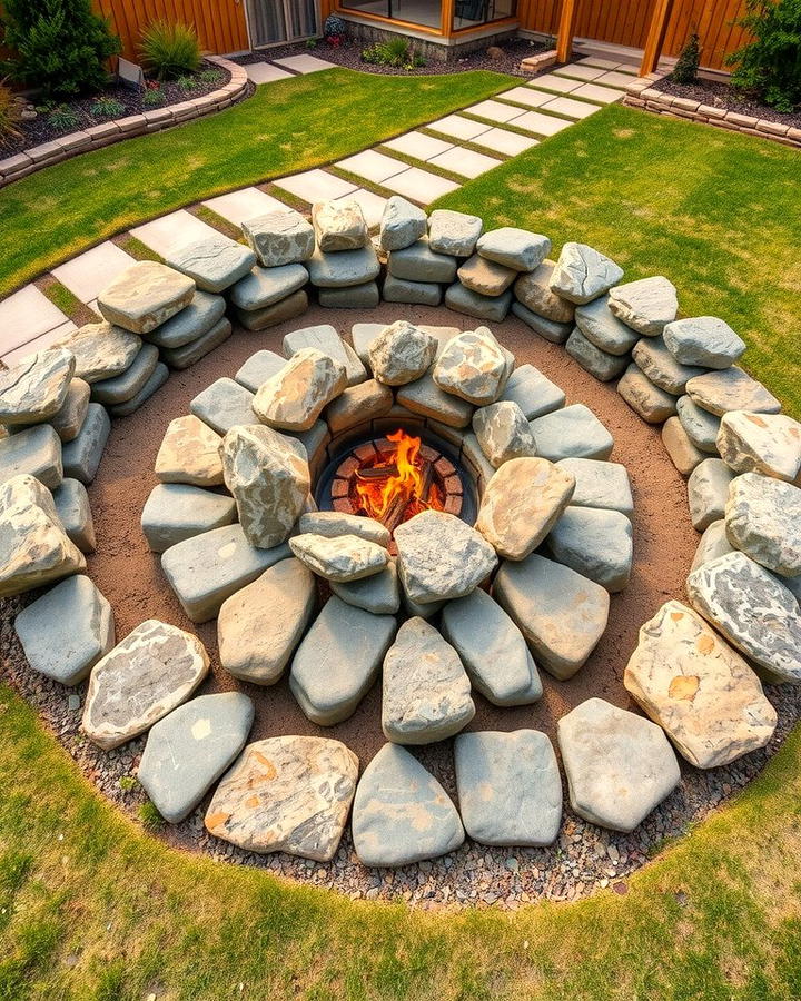 Rock Fire Pit Surround - 25 Rock Landscaping Ideas