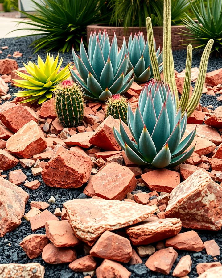 Rock Garden Accents - 25 Red Lava Rock Landscaping Ideas