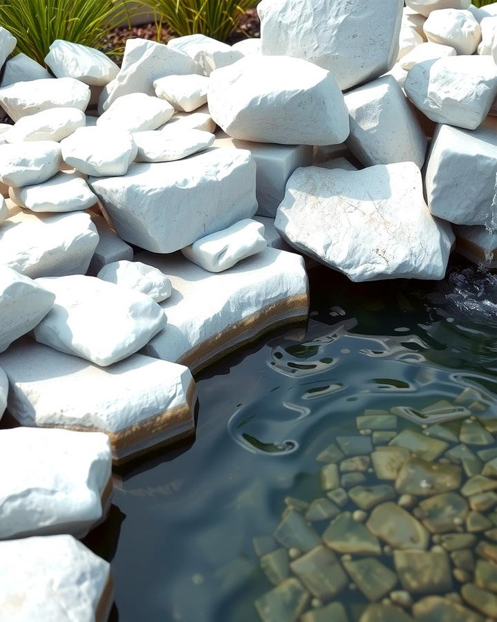 Rock and Water Features - 25 White Rock Landscaping Ideas