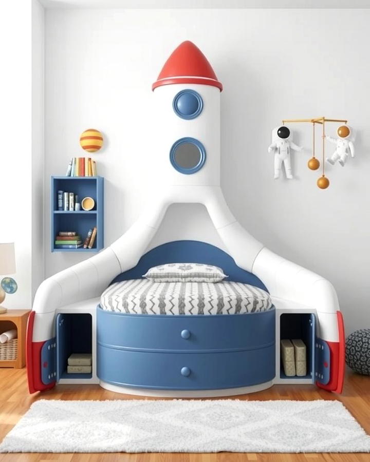 Rocket Shaped Bed - 25 Space-themed Room Ideas