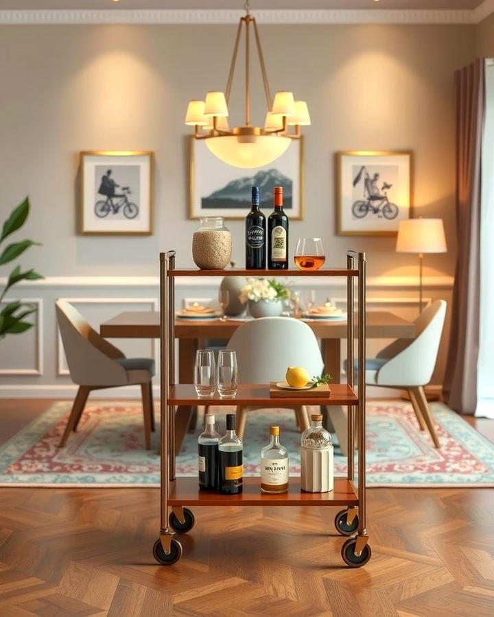 Rolling Bar Cart - 30 Dining Room Storage Ideas