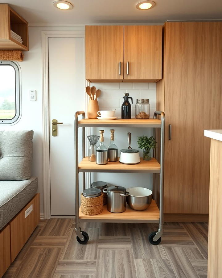 Rolling Cart Storage - 25 Mobile Home Kitchen Ideas