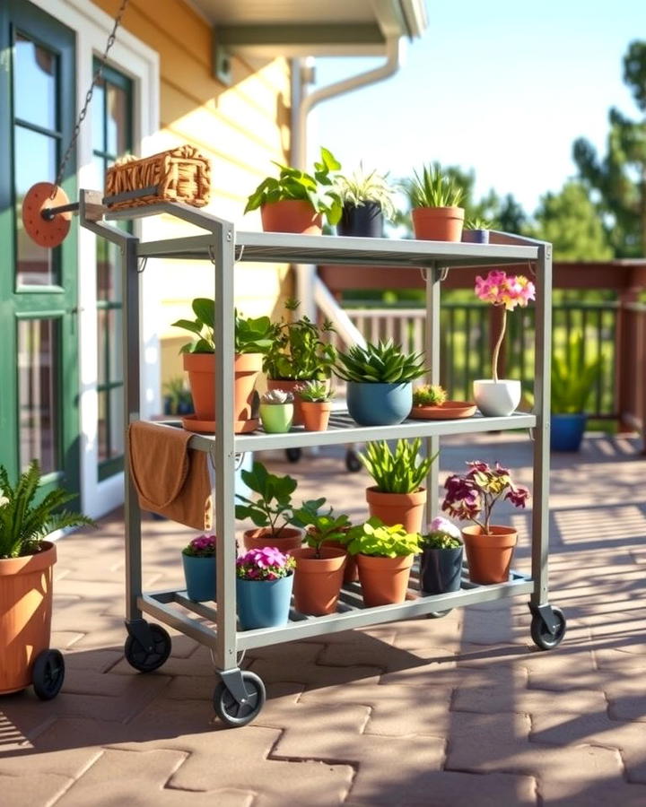 Rolling Plant Cart - 25 Outdoor Plant Stand Ideas