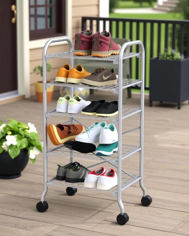 Rolling Shoe Storage Cart - 25 Outdoor Shoe Storage Ideas