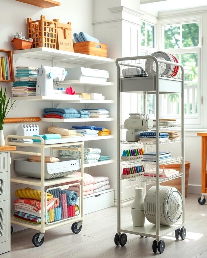 Rolling Storage Carts - 25 Sewing Room Ideas