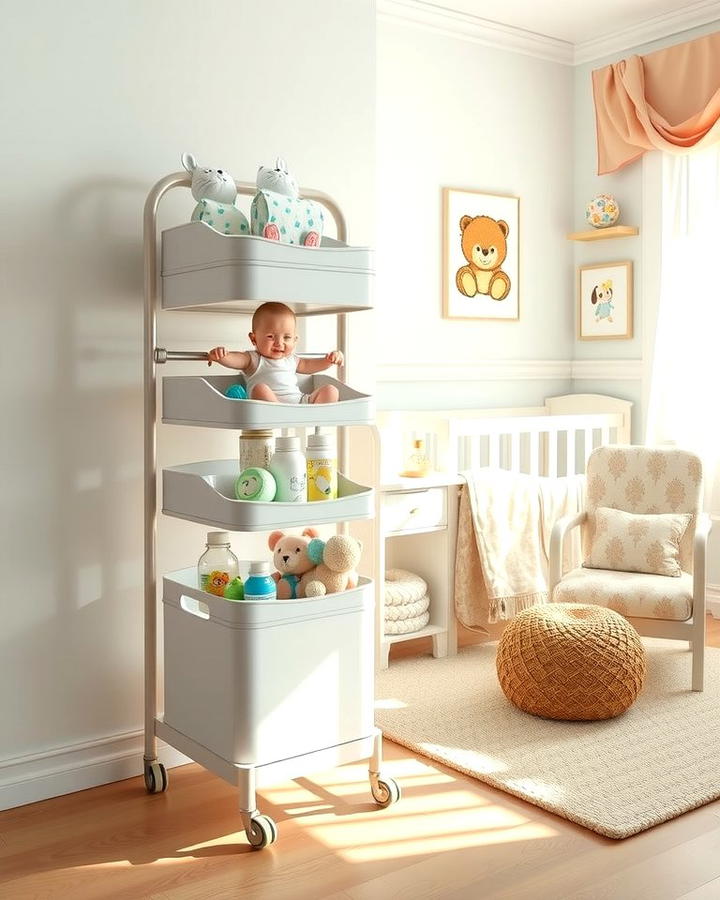 Rolling Storage Carts for Versatility - 25 Nursery Storage Ideas