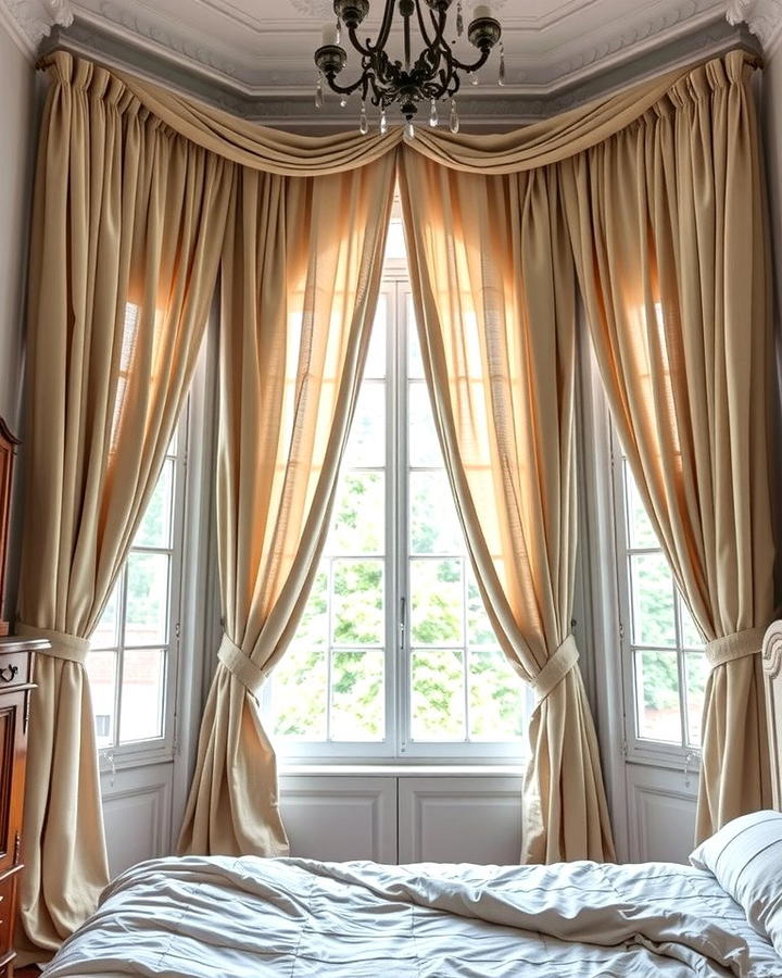 Romantic Draped Curtains - 30 French Bedroom Decor Ideas