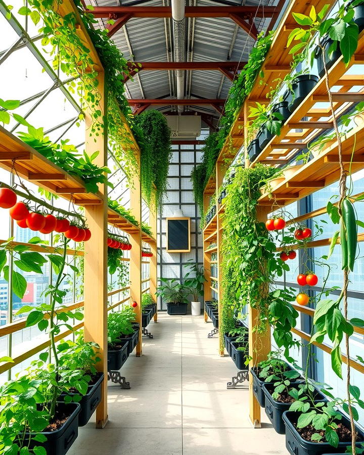 Rooftop Greenhouse with Vertical Gardening - 25 Rooftop Greenhouse Ideas