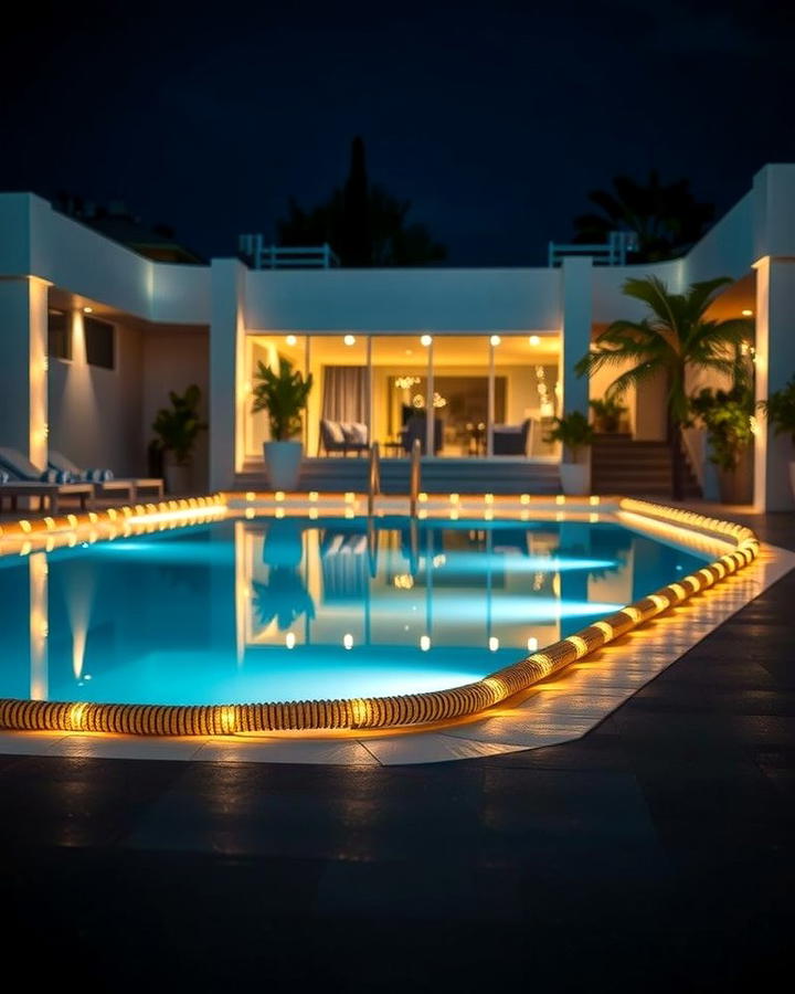 Rope Lights Around the Pool - 25 Pool Lighting Ideas