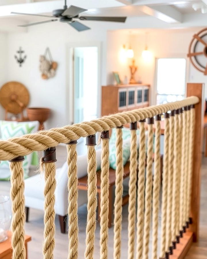 Rope Railings for Coastal Vibes - 25 Stair Railing Ideas