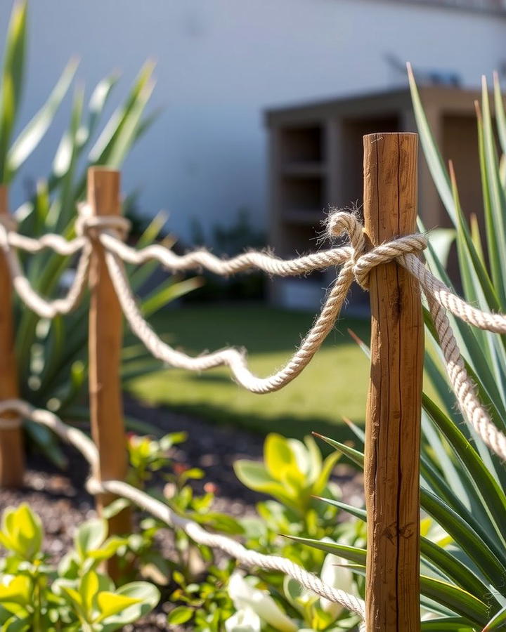 Rope and Post Fence - 25 Small Garden Fence Ideas