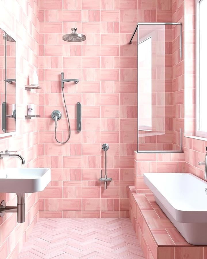 Rose Tinted Tiles for a Subtle Statement - 25 Pink Bathroom Ideas