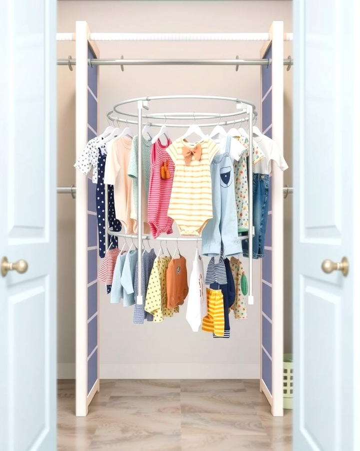 Rotating Racks for Easy Access - 25 Nursery Closet Ideas