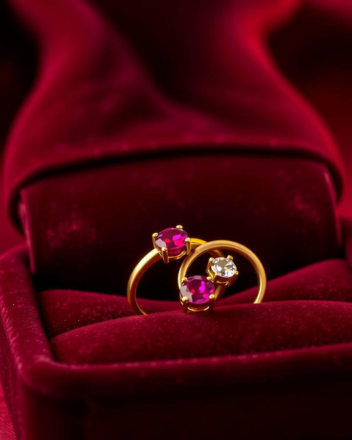 Ruby Accented Wedding Rings - 30 Red Wedding Theme Ideas